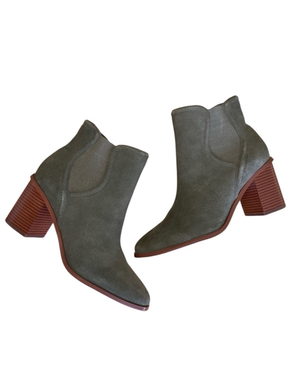 Splendid Women’s Marika Block Heel Suede Chelsea Boots Size 9.5M Olive